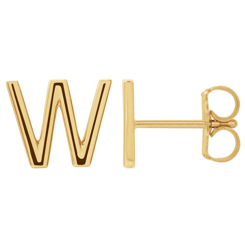 14k Yellow Gold Mini Initial W Single Earring