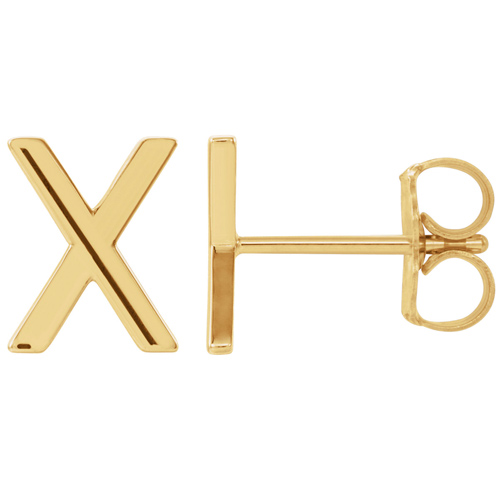 14k Yellow Gold Mini Initial X Single Earring