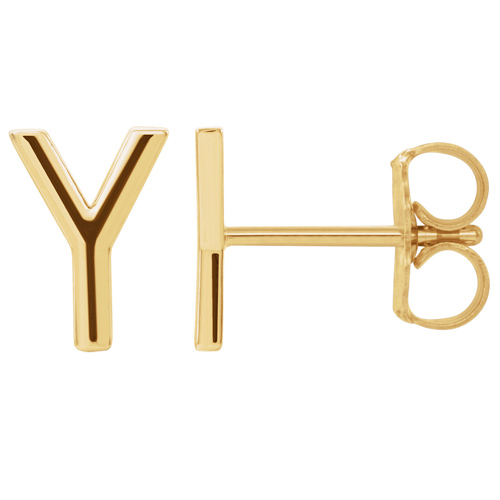 14k Yellow Gold Mini Initial Y Single Earring