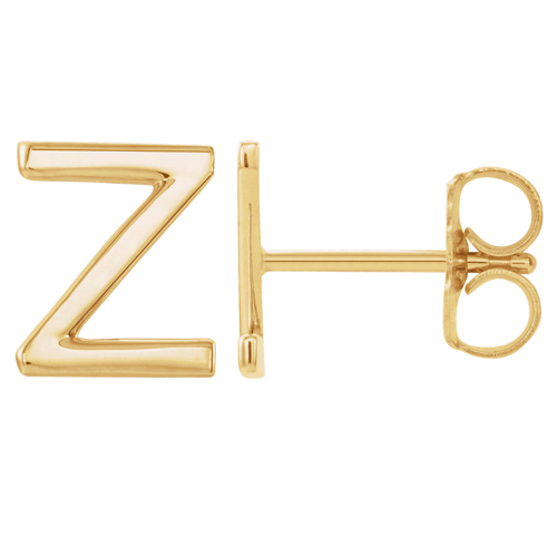 14k Yellow Gold Mini Initial Z Single Earring