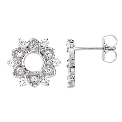 14k White Gold 1/3 ct Diamond Starburst Earrings