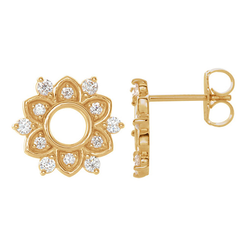 14k Yellow Gold 1/3 ct Diamond Starburst Earrings