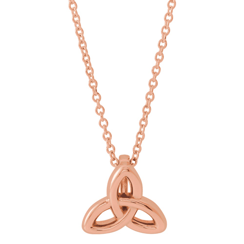 14k Rose Gold Celtic Trinity Knot Necklace 18in