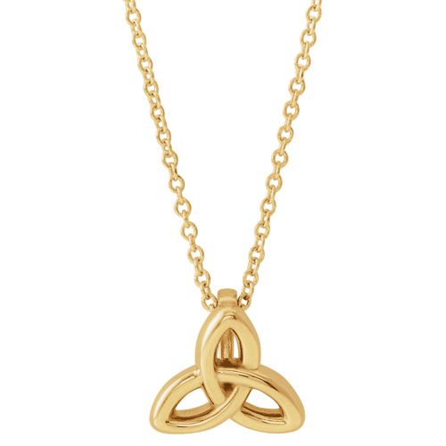 14k Yellow Gold Celtic Trinity Knot Necklace 18in