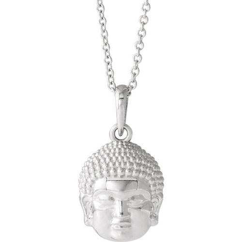 14k White Gold Buddha Necklace
