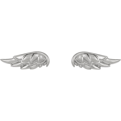 14k White Gold Angel Wing Earrings