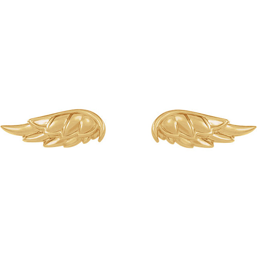 14k Yellow Gold Angel Wing Earrings