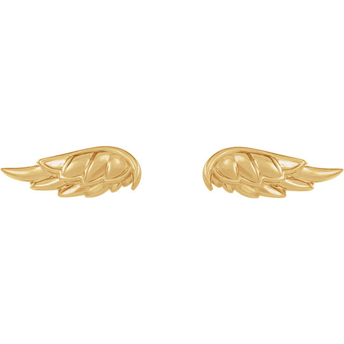 14k Yellow Gold Angel Wing Earrings