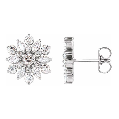 14k White Gold 1 ct tw Diamond Snowflake Earrings