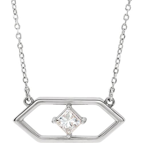 14k White Gold 1/4 ct Diamond Open Geometric Necklace
