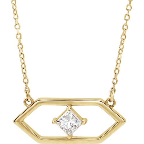 14k Yellow Gold 1/4 ct Diamond Open Geometric Necklace
