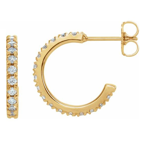 14k Yellow Gold 5/8 ct tw Diamond French-Set Hoop Earrings
