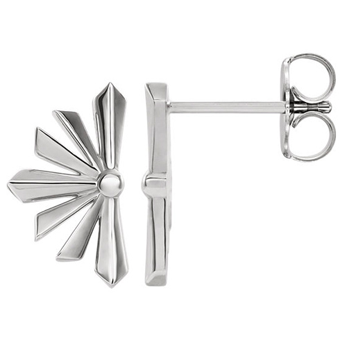 14k White Gold Small Starburst Earrings