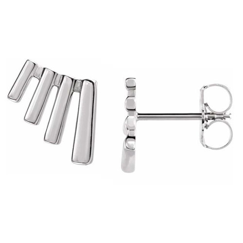14k White Gold Fan Ear Climbers