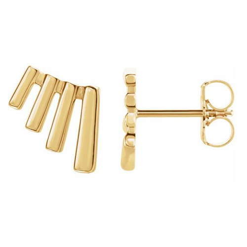 14k Yellow Gold Fan Ear Climbers