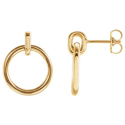 14k Yellow Gold Small Circle Dangle Earrings