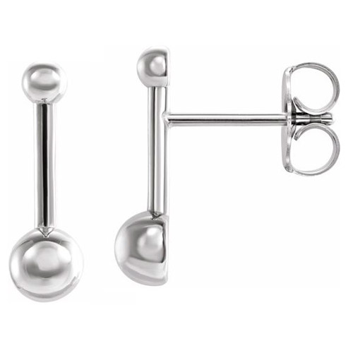 14k White Gold Bar and Ball Post Earrings JJ87070W Joy Jewelers