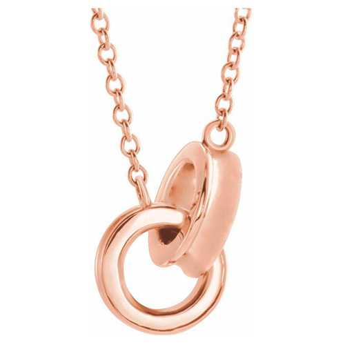14k Rose Gold Small Interlocking Circles Necklace