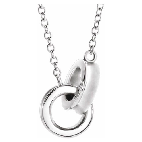 14k White Gold Small Interlocking Circles Necklace