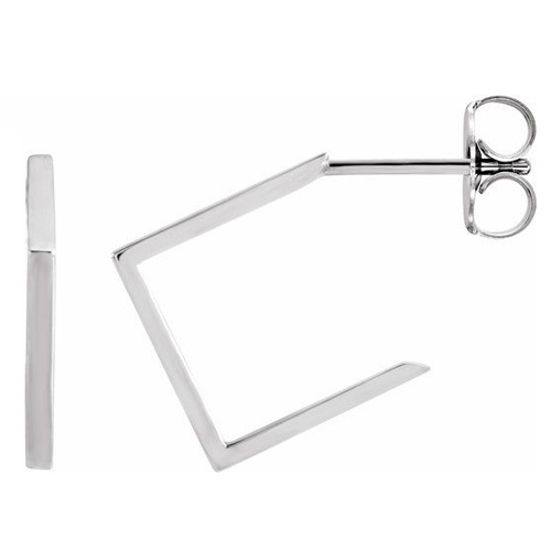 14k White Gold Open Square Hoop Earrings 5/8in