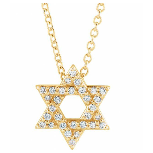 14k Yellow Gold 1/8 ct tw Diamond Star of David Necklace