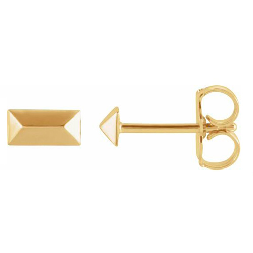14k Yellow Gold Tiny Bar Pyramid Earrings