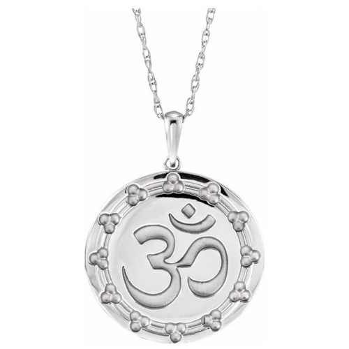 Sterling Silver Om Symbol Medal Necklace