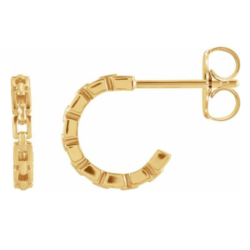 14k Yellow Gold Chain Link Hoop Earrings 3/8in