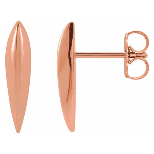 14k Rose Gold Wedge Earrings with Knife Edge