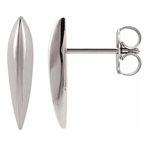 14k White Gold Wedge Earrings with Knife Edge