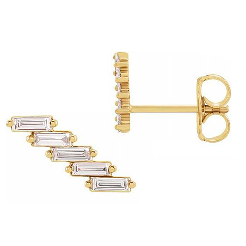 14k Yellow Gold 1/4 ct tw Baguette Diamond Ear Climbers