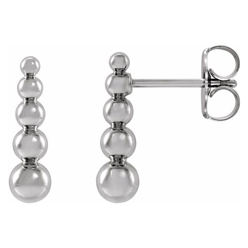 14k White Gold Graduated Ball Post Earrings