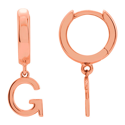 14k Rose Gold Mini Initial G Single Hoop Earring