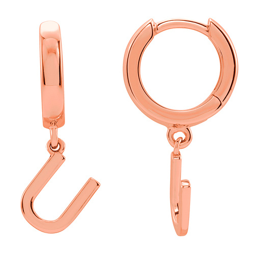 14k Rose Gold Mini Initial U Single Hoop Earring
