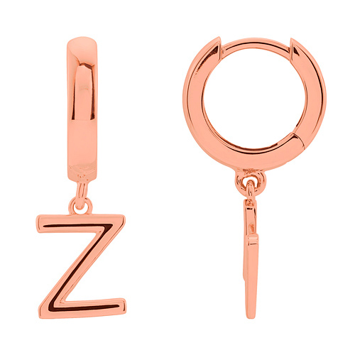 14k Rose Gold Mini Initial Z Single Hoop Earring
