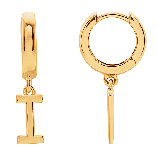 14k Yellow Gold Mini Initial I Single Hoop Earring