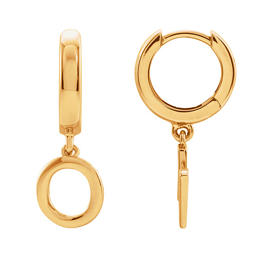 14k Yellow Gold Mini Initial O Single Hoop Earring