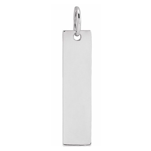 14k White Gold Vertical Bar Pendant 3/4in