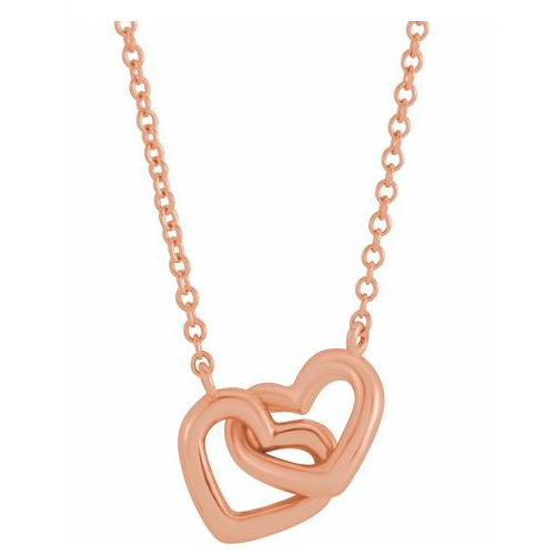14k Rose Gold Interlocking Hearts Necklace