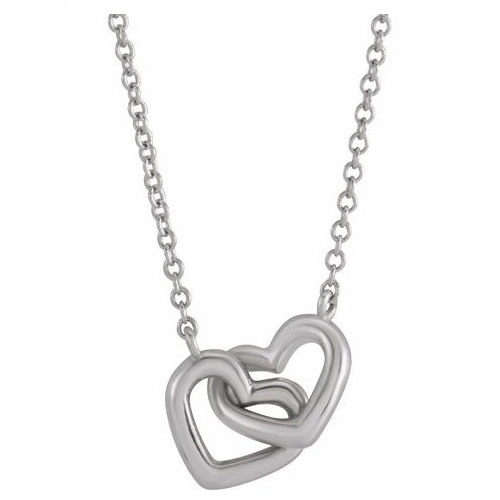 Sterling Silver Interlocking Hearts Necklace 16in