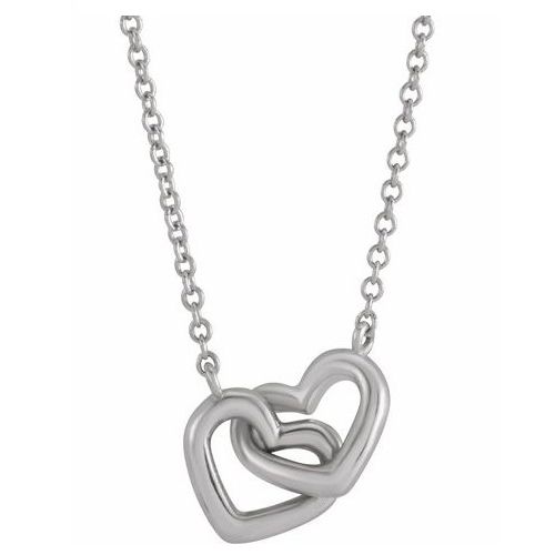14k White Gold Interlocking Hearts Necklace