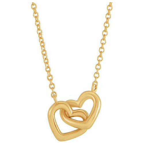 14k Yellow Gold Interlocking Hearts Necklace
