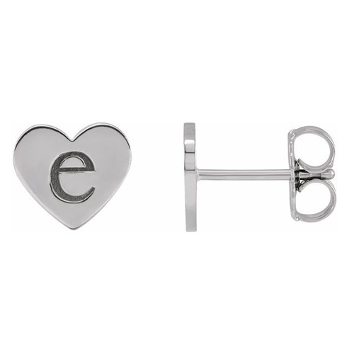 14k White Gold Engravable Heart Earrings