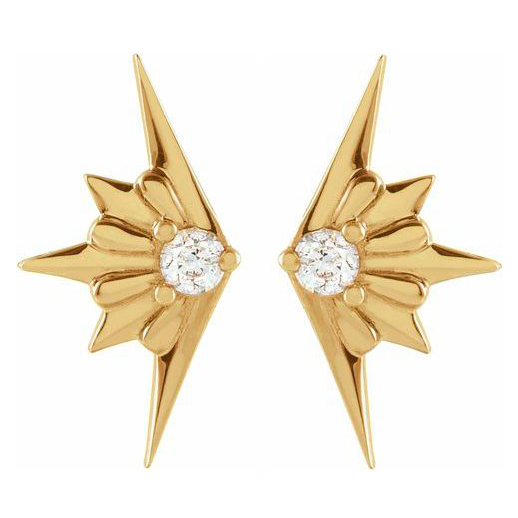 14k Yellow Gold .03 ct tw Diamond Starburst Earrings