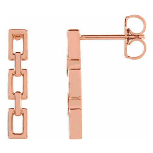 14k Rose Gold Chain Link Post Earrings