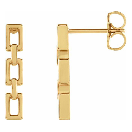 14k Yellow Gold Chain Link Post Earrings JJ87335Y Joy Jewelers
