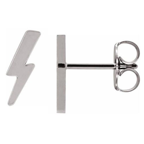 14k White Gold Tiny Lightning Bolt Earrings