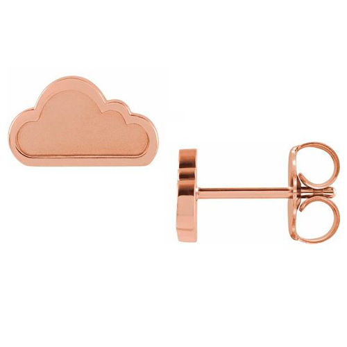 14k Rose Gold Tiny Cloud Earrings