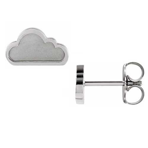 14k White Gold Tiny Cloud Earrings