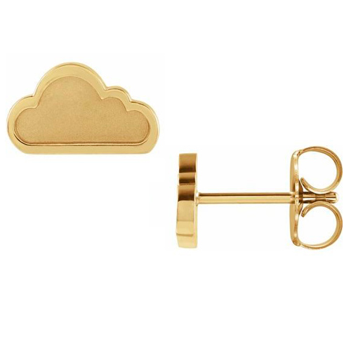 14k Yellow Gold Tiny Cloud Earrings